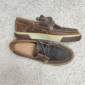 NWOT Durango Music City Western Embossed Brown Boat Shoes Size Womens 6.5